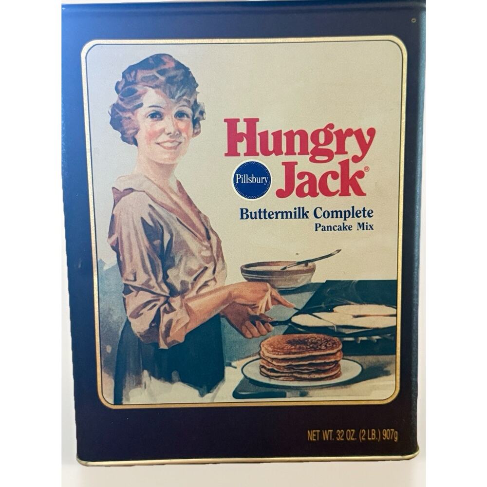 PILLSBURY HUNGRY JACK BUTTERMILK PANCAKE Mix Tin Can Empty 8.5x6”